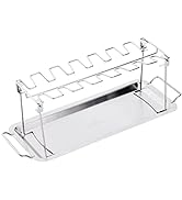 UNCO- Chicken Leg Rack for Grill with Drip Pan, 14 Slots Stainless Steel, Chicken Wing Rack for S...