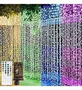 Solhice LED Curtain Lights Outdoor 20ft x10ft Color Changing, 480 LED Plug in Hanging String Ligh...
