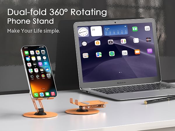 Dual-fold 360° Rotating Phone Stand Make Your Life simple