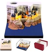 3D Time Piece Calendar, 2026 Desk Calendar With LED Light, Paper Carving Art 3d Memo Pad Creative...