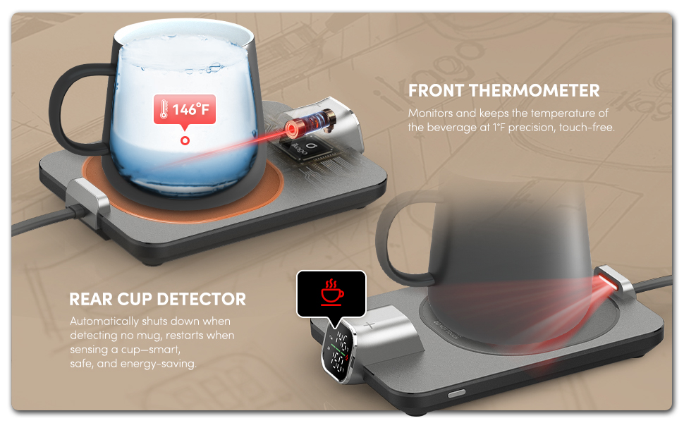 ikago smart mug warmer precisely gauge and keep temp; detects cup automatically