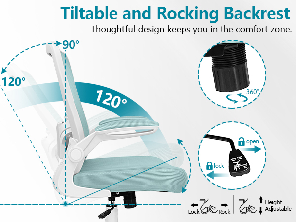 tiltable and rocking backrest