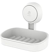 LEVERLOC Soap Dish Holder for Shower Suction Cup Wall Mounted Self Draining NO-Drilling Removable...