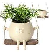 FuyoSegen Swing Face Planter Pot Hanging Resin Flower Head Planters for Indoor and Outdoor Plants...