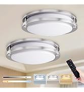 Kalium LED Ceiling Light with Remote 2 Pack 10 Inch Flush Mount Ceiling Light Fixture, 18W 3000K-...