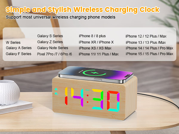 wireless charging clock