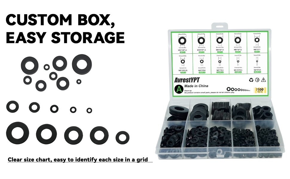 washers; washer; washers for screws; washers for bolts; black washers; assorted washers; washer set;