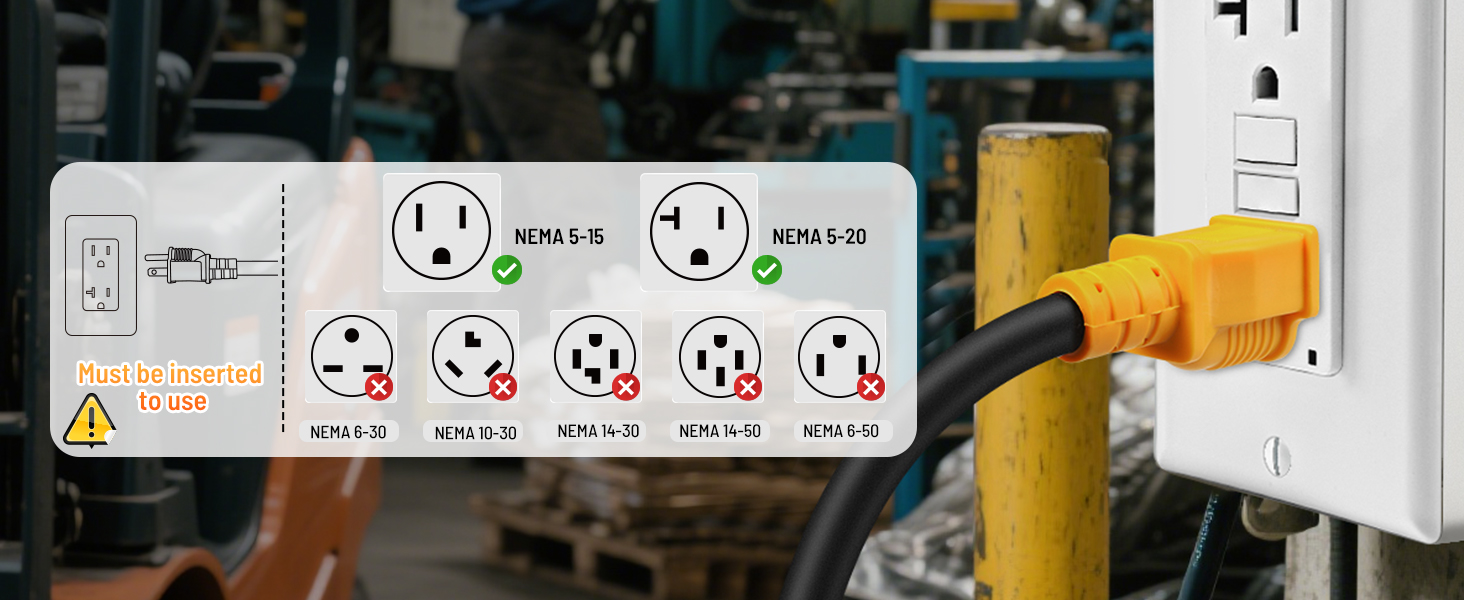 NEMA 5-15P to 5-15R/ 5-20R/ 6-15R/ 6-20R, 4 in 1 AC Adapter
