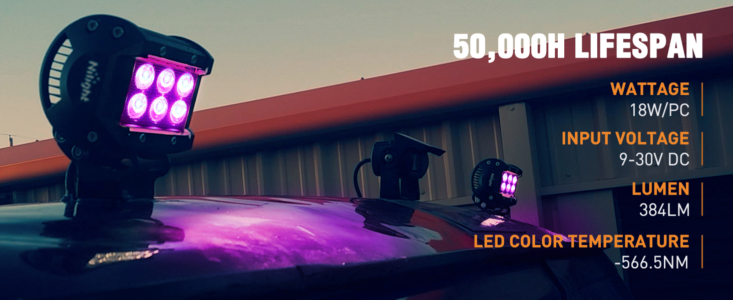 4Inch LED Light Pods Purple Spot Beam Driving Decoration Neon Light Bar