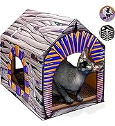 LiBa Cardboard Holiday Cat House with Scratch Pad and Catnip, Cat Bed for Indoor Cats, Cat Scratc...