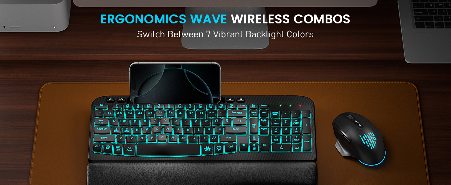 Ergonomic wireless keyboard and mouse
