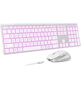 seenda COE64-3 Pro Wireless Bluetooth Keyboard Mouse Combo, 7-Color Backlit | USB/Bluetooth multi...