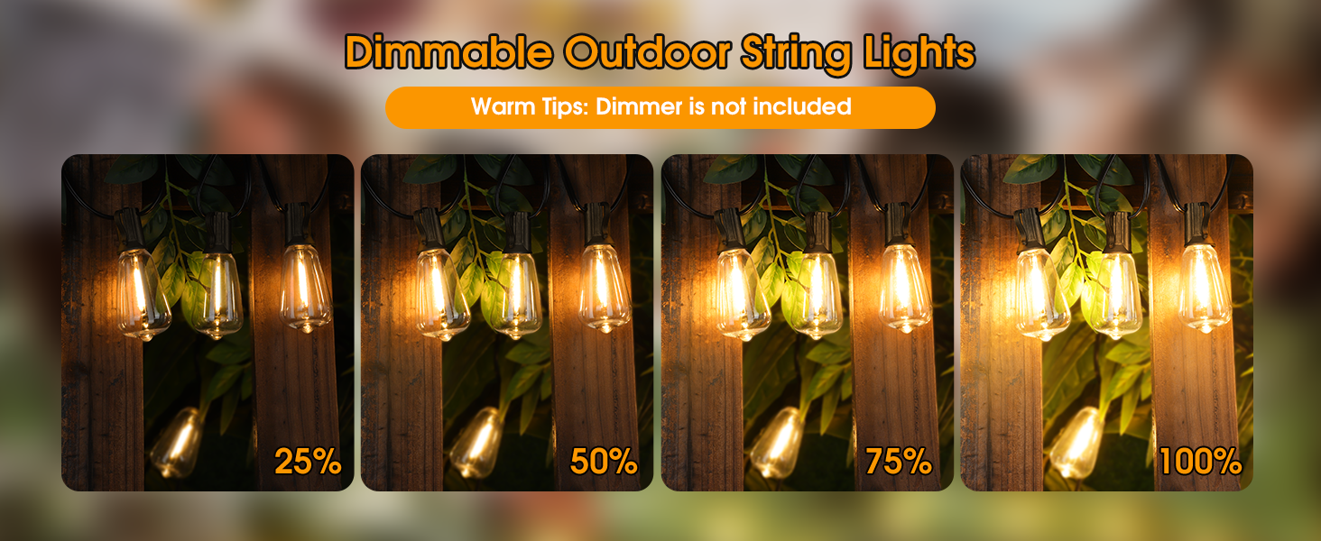 dimmable led outdoor string lights for fence