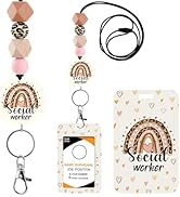 Social Worker Lanyards for ID Badges - Social Work Badge Holder with Lanyard, Cute Boho Rainbow L...