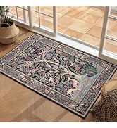 Rugcomf Indoor Door Mat 2x3 Rug Vibrant Tree of Life-Patterned Vintage Machine Washable Small Are...