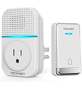 TECKNET Wireless Doorbells for Home, Waterproof Classroom Door Bell Ringer Wireless with 60 Ringt...