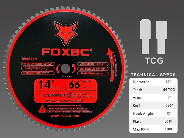 FOXBC 14 Inch Metal Steel Cutting Saw Blade