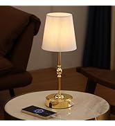 MEIXISUE Portables Cordless LED Table Lamp with Dimmer,Outdoor Gold Desk Lamp10000mAh Wireless Re...