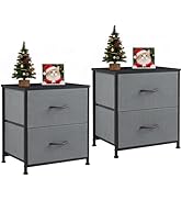 Accver Nightstand Set of 2, 2 Drawer Dresser Bedside Storage Furniture, Small Dresser with 2 Draw...