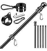 BONWIN Black Flag Pole Kit for Outside House Porch, 6 FT Thickened Stainless Steel Wall Mount Fla...