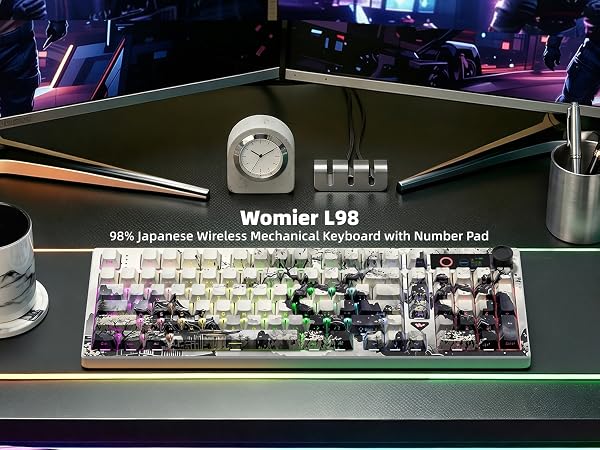 Womier L98 Retro Wireless Mechanical Creamy Keyboard with TFT Screen&amp;amp;Knob