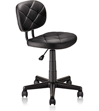 KLASIKA Low Back Rolling Stool PU Leather Vanity Stools, Adjustable Height Ergonomic Swivel Rolling ...