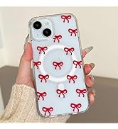 QLTYPRI Magnetic for iPhone 13 Case/iPhone 14 Case Compatible with MagSafe, Clear Cute Ribbon Bow...