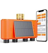 Lumary Solar WiFi Sprinkler Timer 4 Zone w/Water Flow Meter, Smart Water Timer for Garden Hose w/...