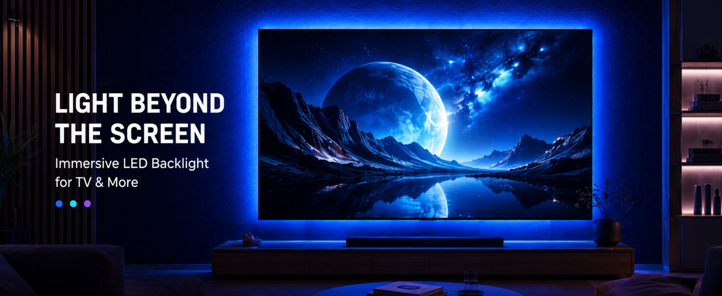 TV LED backlight glowing behind a television for a stunning viewing experience.