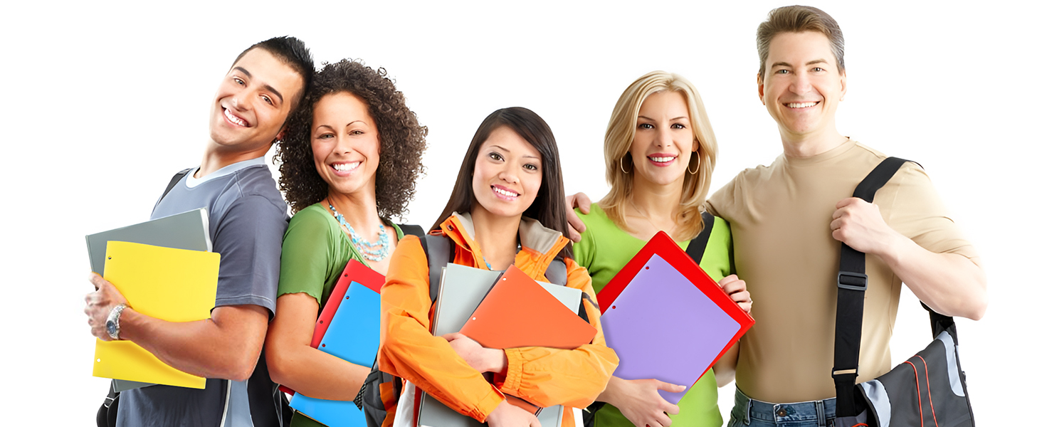 6 Pack Folders with Pockets, Plastic 3 Hole Punched Binder Folders with Business Card Holder