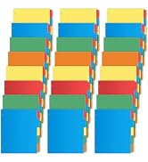 V-Opitos 24 Set 5-tab Index Dividers with 3 Holes Punched, Plastic Multicolor Dividers for 3 Ring...
