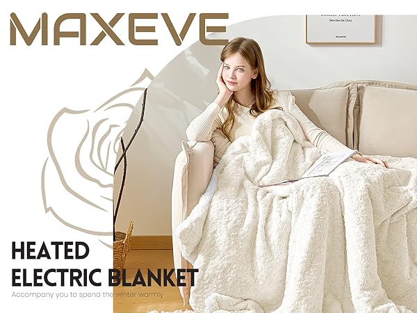 Heated White Electric Blanket