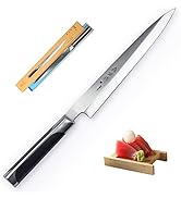 Sumteene Sushi Knife 9.5 inches(240mm),Sashimi Knife with High Carbon Stainless Steel Blade and E...