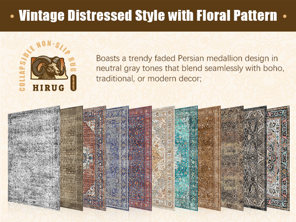 HIRUG Washable Area Rug