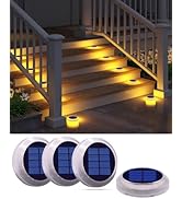 DetarZinLED Solar Deck Lights - 4 Pack Outdoor Waterproof, Warm White Solar Step &amp; Dock Lights fo...