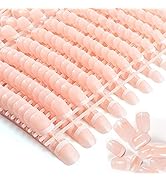 LIARTY 480 Pcs Natural French Short False Nails 12 Size Acrylic Full Cover Nails with Simple Case