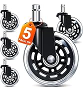 FreekyFit Office Chair Wheels for Casters Replacement - 3" Rubber Wheels for Computer Gaming Desk...