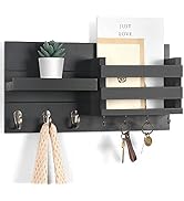 Lwenki Mail Organizer for Wall Mount – Key Holder with Shelf Includes Letter Holder and Hooks for...