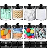 8 Pack Acrylic Qtip Holder Dispenser for Cotton Swabs, Balls, Pads, Floss - Plastic Canister Apot...