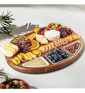 KITEISCAT Acacia Wood Cheese Board Set, Charcuterie Board Set, Cheese Platter Set with Knives and...