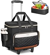 Ytonet Rolling Teacher Bag with Insulated Lunch Carrier, 15.6" Rolling Laptop Bag Women with Deta...