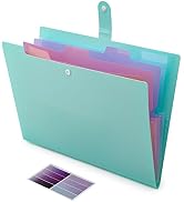 NAFY Colorful Expanding File Folder, 5 Pockets Folder with Colored Labels Portable Weave Pattern ...