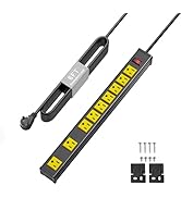FENJIKRONIX 9 Outlet Long Power Strip Wall Mount, Heavy Duty Power Strip with Switch, 14AWG Flat ...