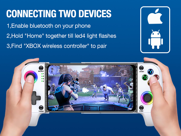 Mocagen Phone Controller for iPhone/Android Support Phone Case, Mobile Controller with Led Light