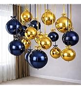 Togvu Navy Gold Round Foil Balloons, 16PCS Different Sizes 4D Metallic Balloon Large Sphere Mirro...