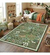 GarveeHome Jungle Animal Print Rug 5x7 Washable Area Rugs for Living Room, Forest Rug Non Slip Lo...