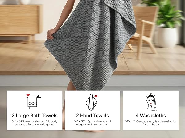 waffle wave bath towels