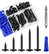 Wensilon(95 pcs)#8 Black Truss Head Wood Screws Quick Metal Self Tapping Zinc Oxide with Drywall ...
