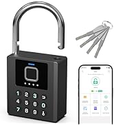 Dhiedas Heavy Duty Smart Padlock with Key, Fingerprint Lock with Code Bluetooth Control, Waterpro...