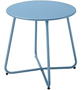 Meluvici Patio Small Side Table Waterproof Round Metal Steel Side Table Weather Resistant Portabl...